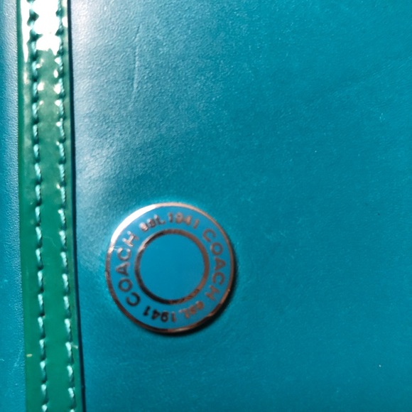 Coach French Calfskin Large Wallet Turquoise Teal - Picture 16 of 16
